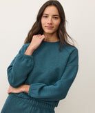 Corbet Quilted Crewneck by Marine Layer Dark Teal Heather Ethical Women's Boutique Durham NC