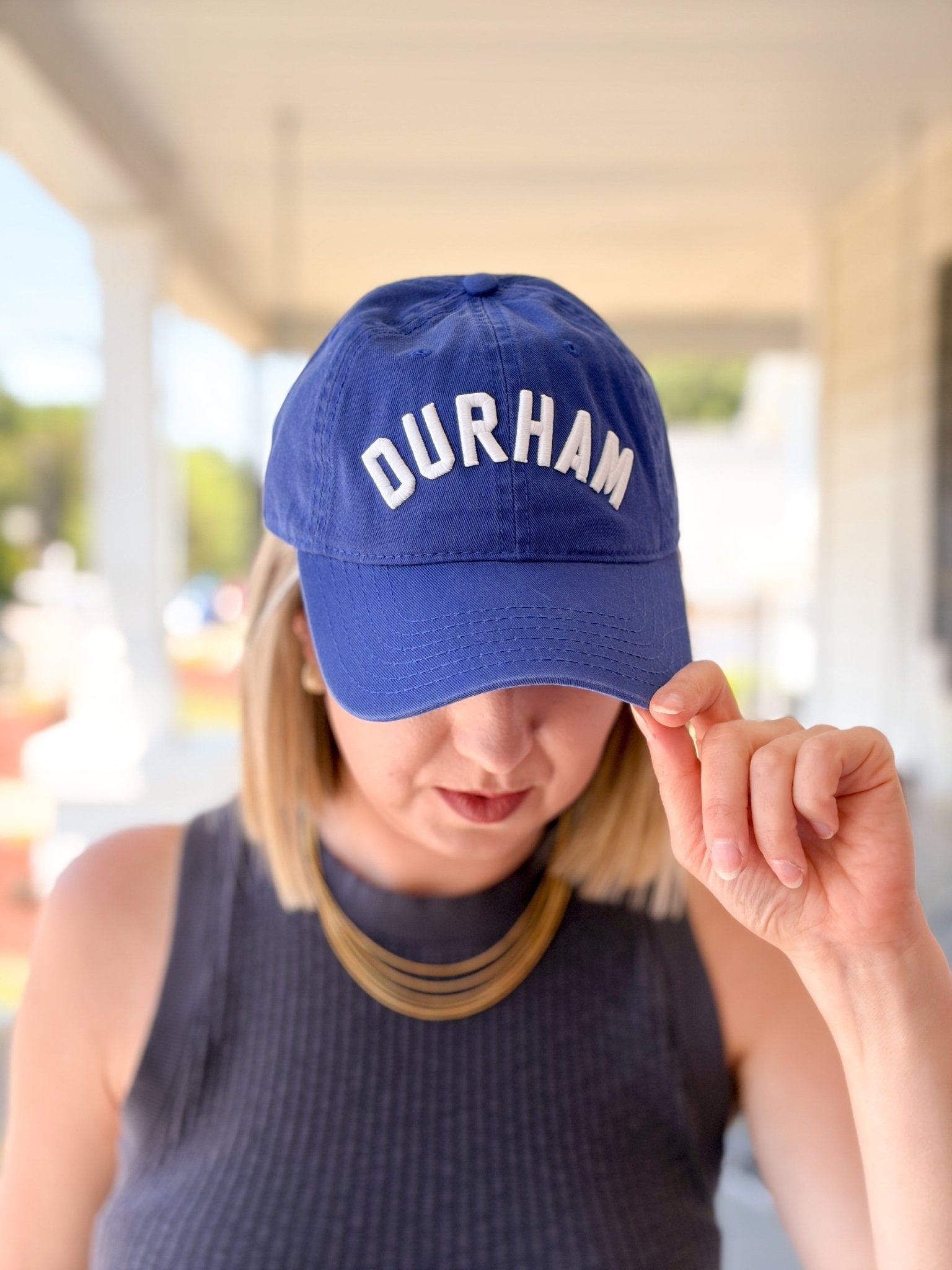 Rose & Lee Co DURHAM Arched Cotton Dad Hat, Blue Accessories