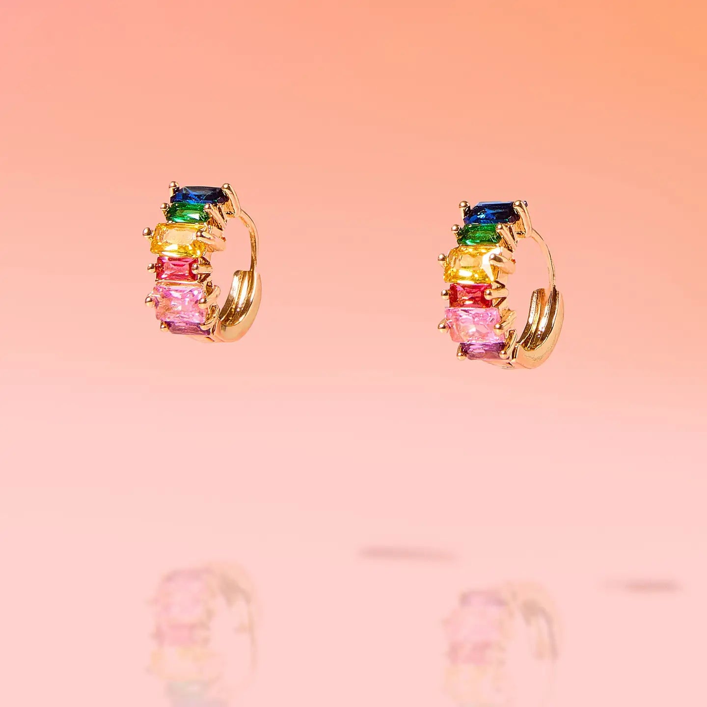 Rose & Lee Co Dainty Huggie Hoop, Multicolor Earrings