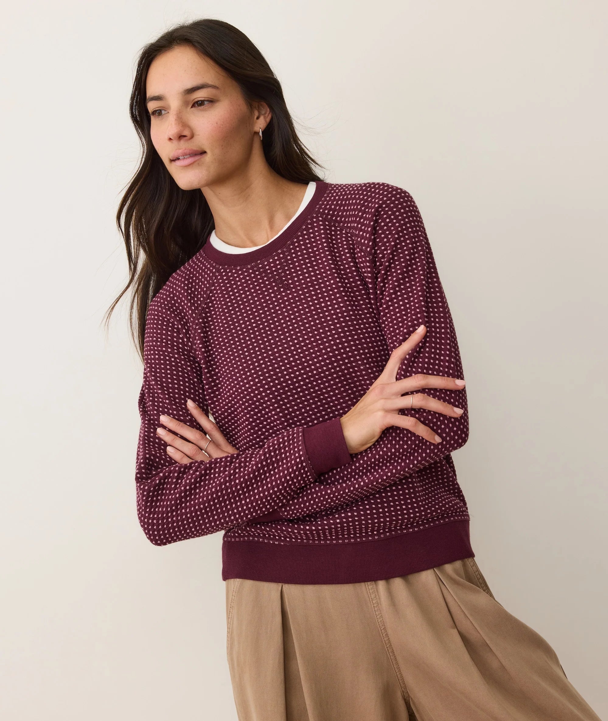 Daisy Textured Raglan by Marine Layer in Fig Sustainable Women's Boutique