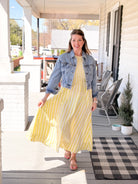 Rose & Lee Co Darcy Dress, Lime Stripe by Marine Layer Casual Dresses