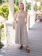 Rose & Lee Co Darcy Dress, Mocha Stripe by Marine Layer Casual Dresses