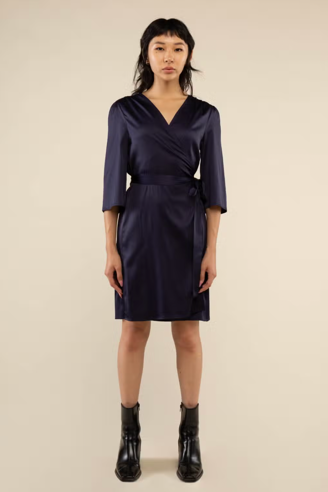 Dark Blue Silk Mini Dress Apex Ethical Boutique