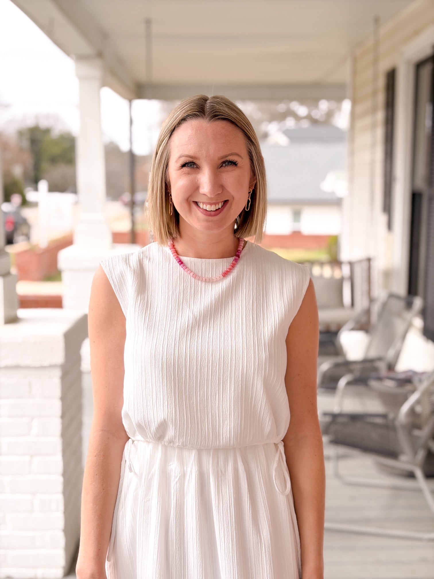 White Round Neck Bubble Tank