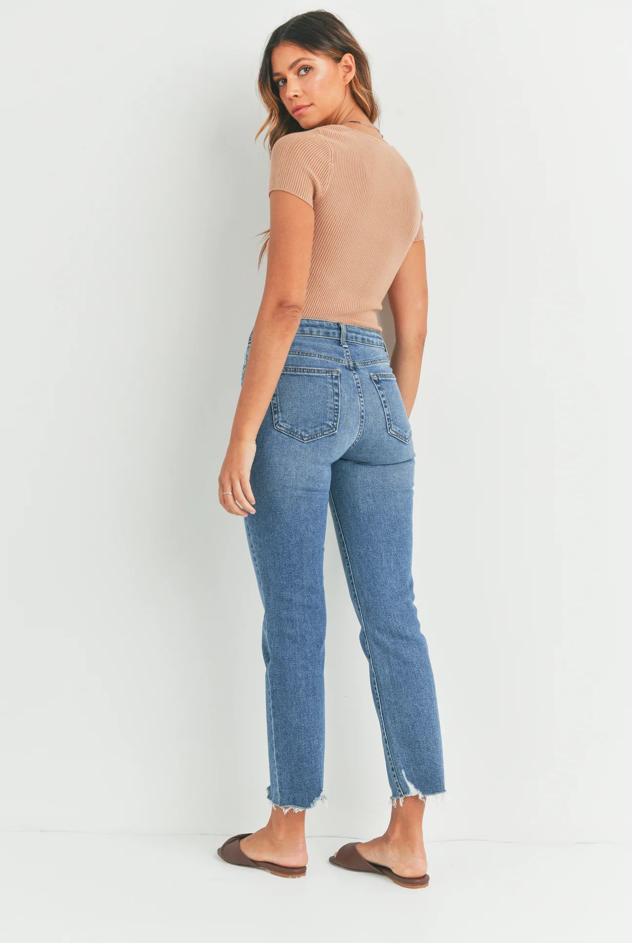 Distressed Straight Leg Jeans Apex Ethical Boutique