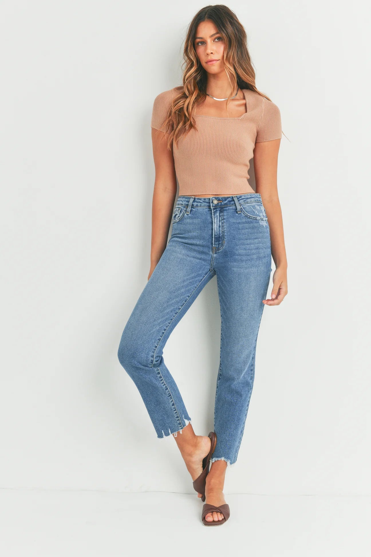 Distressed Straight Leg Jeans Apex Ethical Boutique