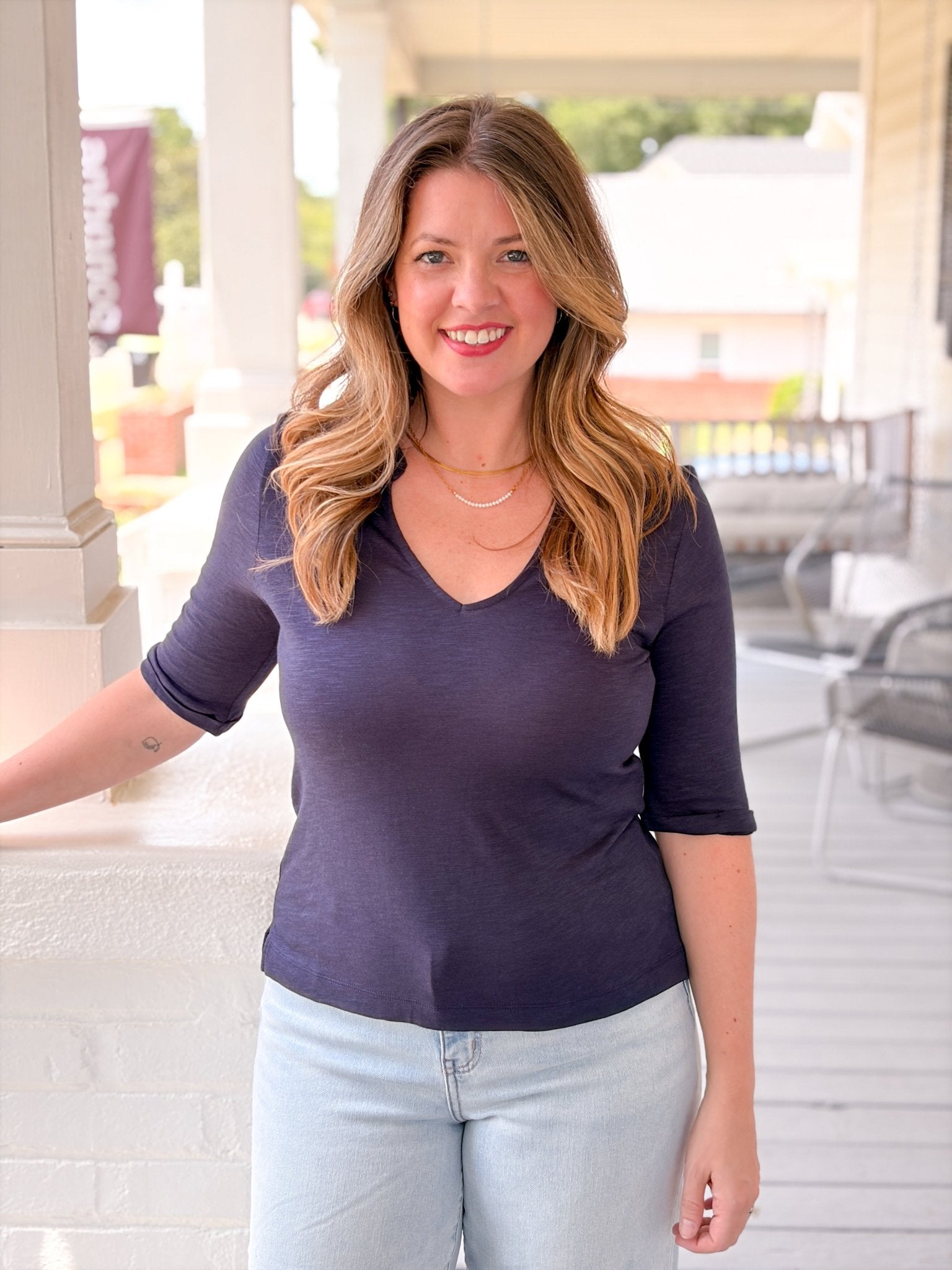 Rose & Lee Co Dolce Top, Navy Blazer by Sanctuary short sleeve