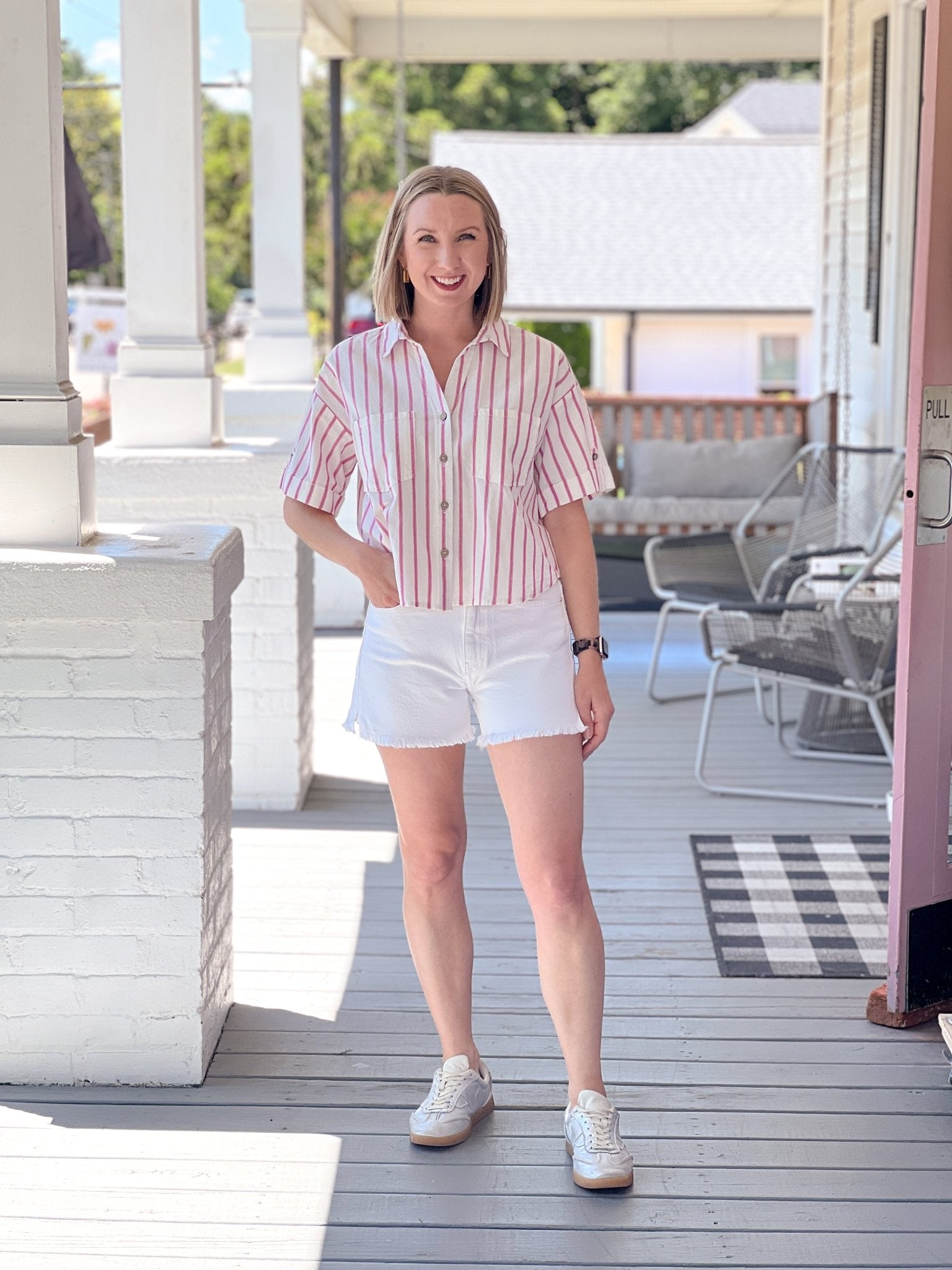 Rose & Lee Co Heidi Denim Shorts, Off - White unknown