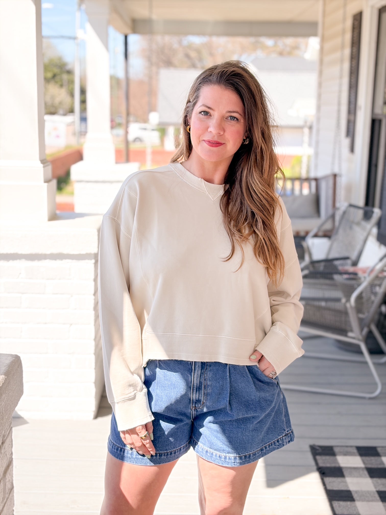 Neutral Long Sleeve Crewneck Sweatshirt