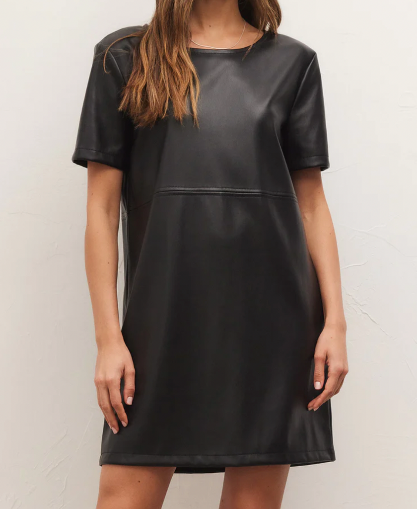 Faux Black Leather Dress Apex Ethical Boutique