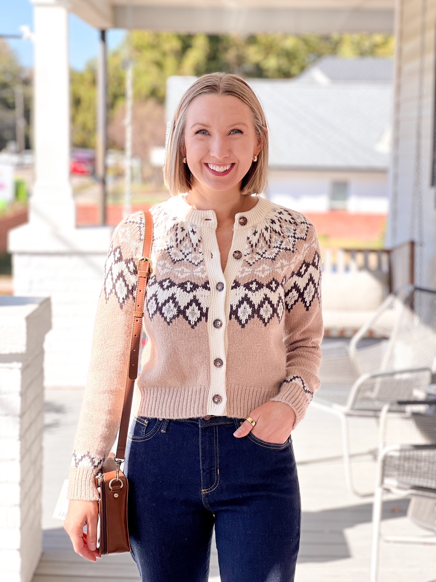 Neutral Fair Isle Cardigan