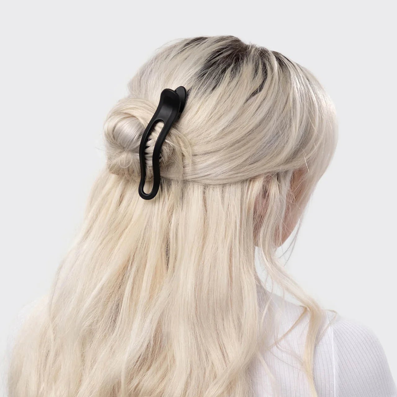 Rose & Lee Co Flat Lay Curved Claw Clip 2pc, Black & Tortoise Hair