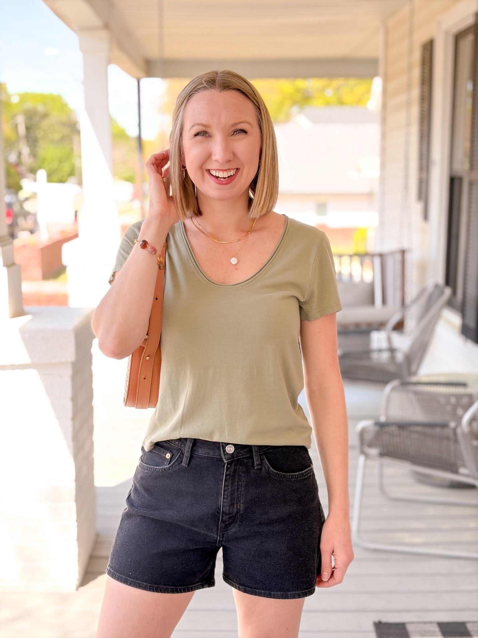 Rose & Lee Co Flora Top, Sage Leaf by Project Social T short sleeve