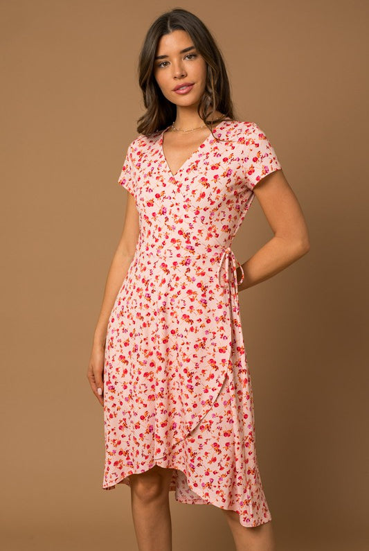 Floral Blush Wrap Dress Apex Ethical Boutique