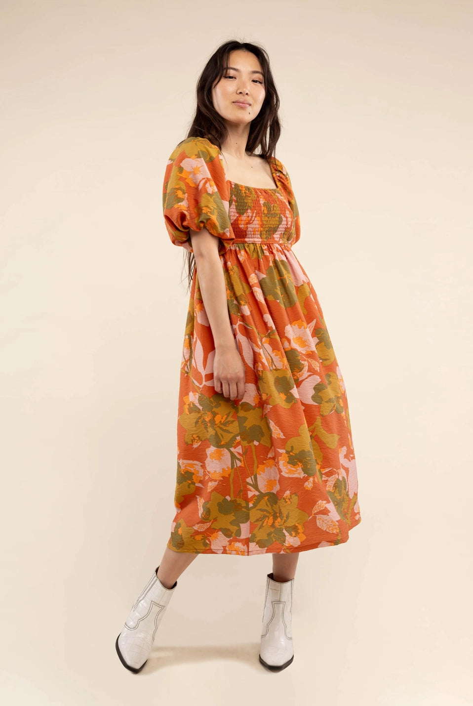 Floral Midi Dress Apex Ethical Boutique