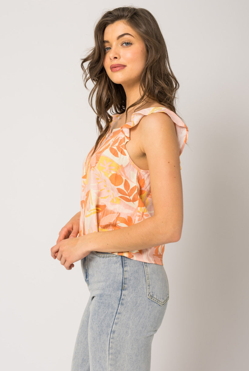 Floral Ruffled Tank Apex Ethical Boutique