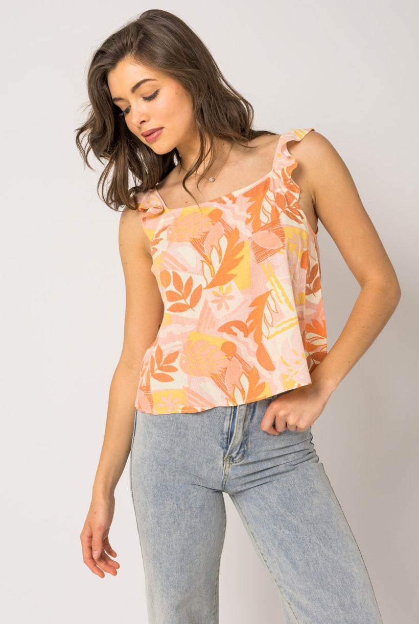 Floral Ruffled Tank Apex Ethical Boutique