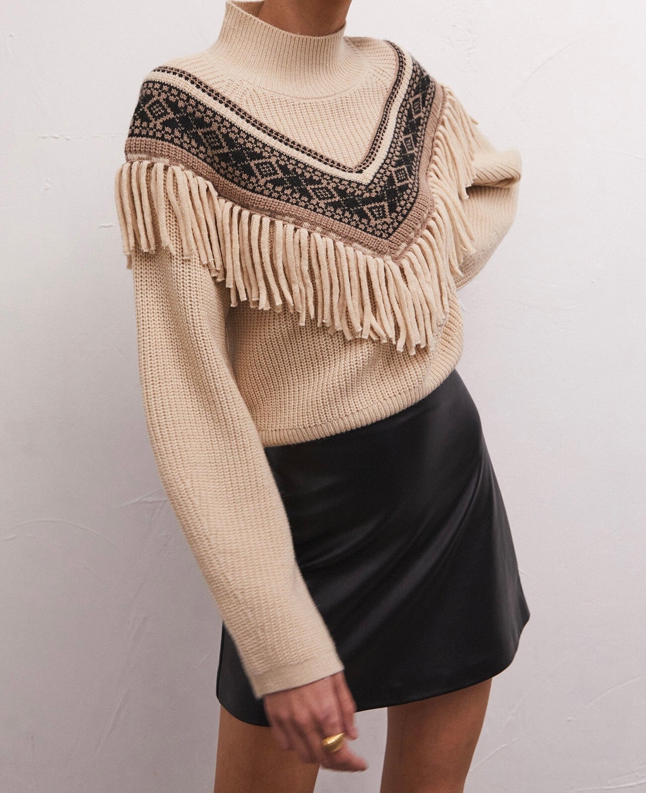 Fringe Printed Sweater Apex Ethical Boutique