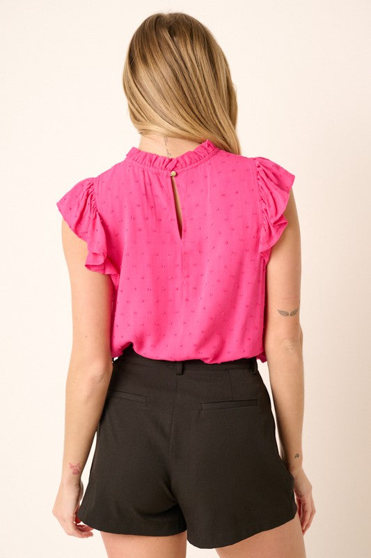 Fuchsia Swiss Dot Work Top Apex Ethical Boutique