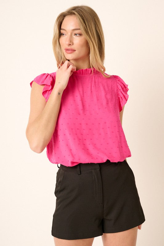 Fuchsia Swiss Dot Work Top Apex Ethical Boutique