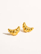 Gold Croissant Stud Earrings