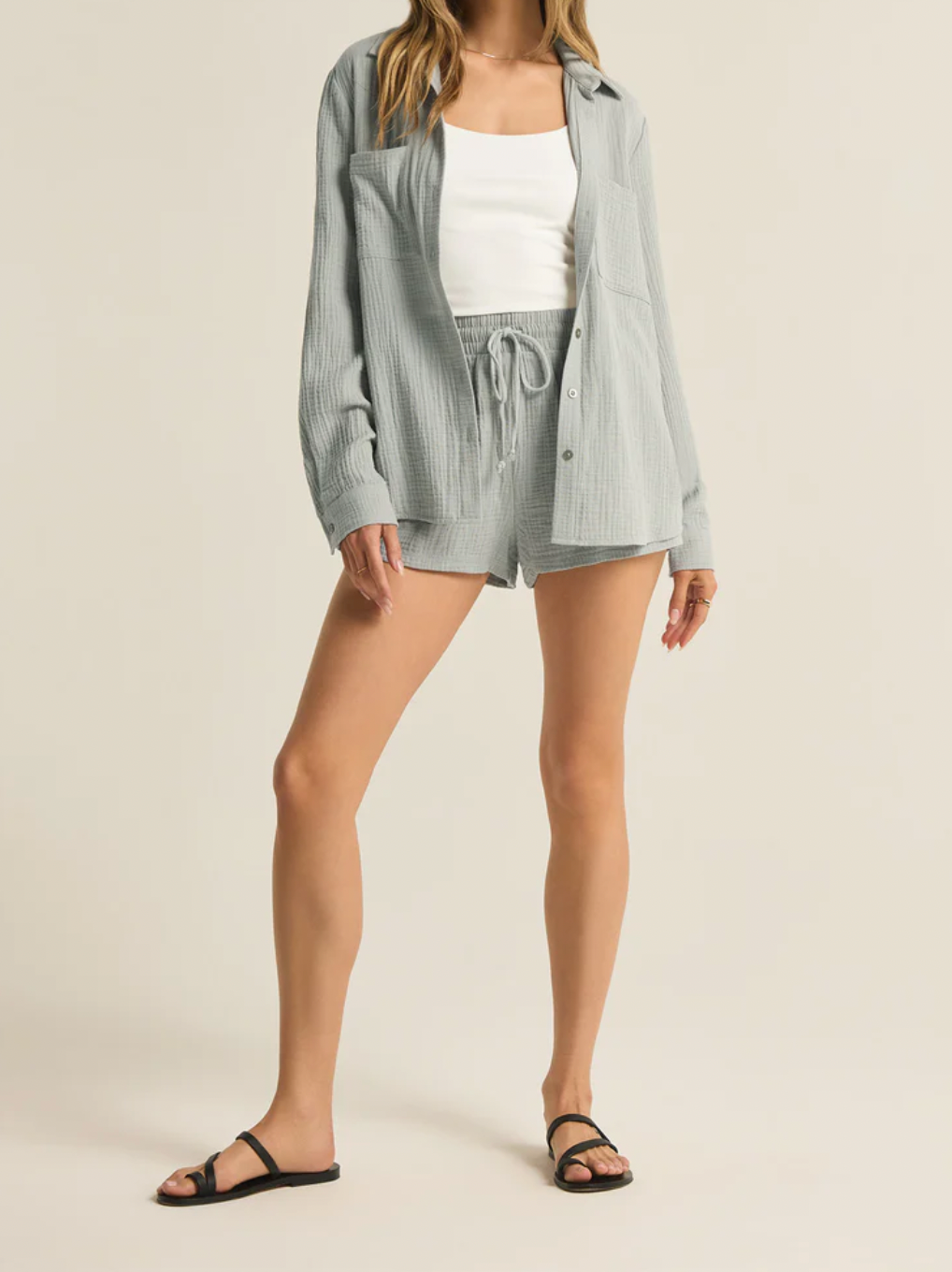 Gauze Long Sleeve Button Up Top Apex Ethical Boutique