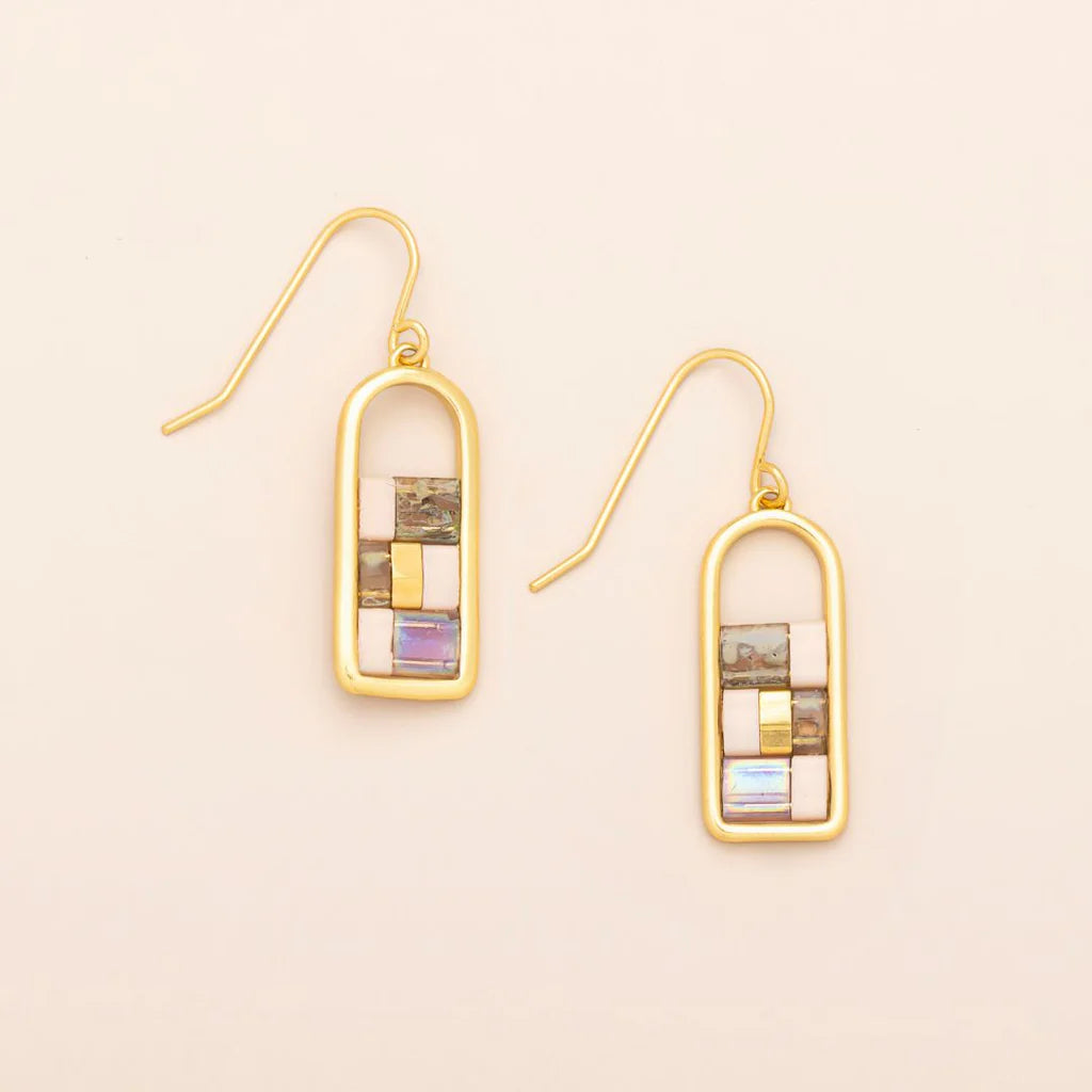 Good Karma Miyuki Frame Earrings, Blush/Topaz/Gold