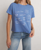 Graphic Blue Summer Top Apex Ethical Boutique