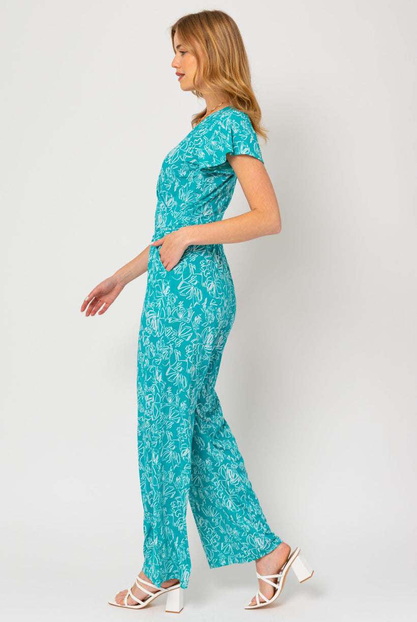 Green Abstract Printed Jumpsuit Apex Ethical Boutique