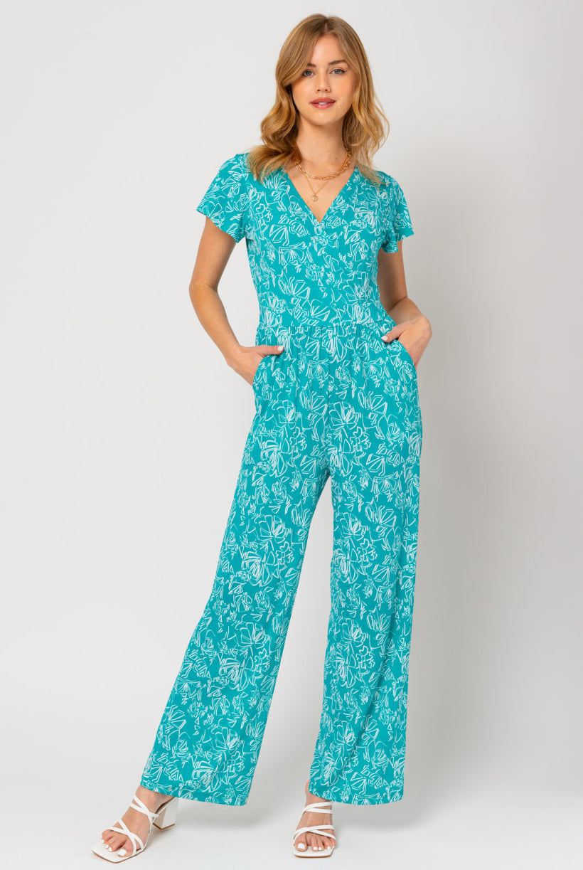 Green Abstract Printed Jumpsuit Apex Ethical Boutique