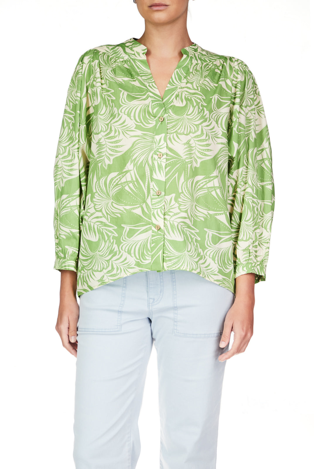 Green Flowy Top Apex Ethical Boutique