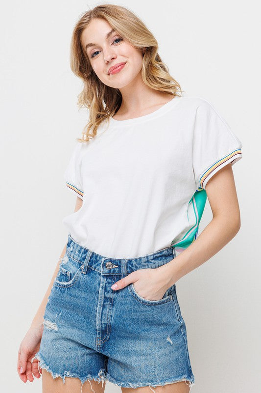 Green Multi Short Sleeve Top Apex Ethical Boutique