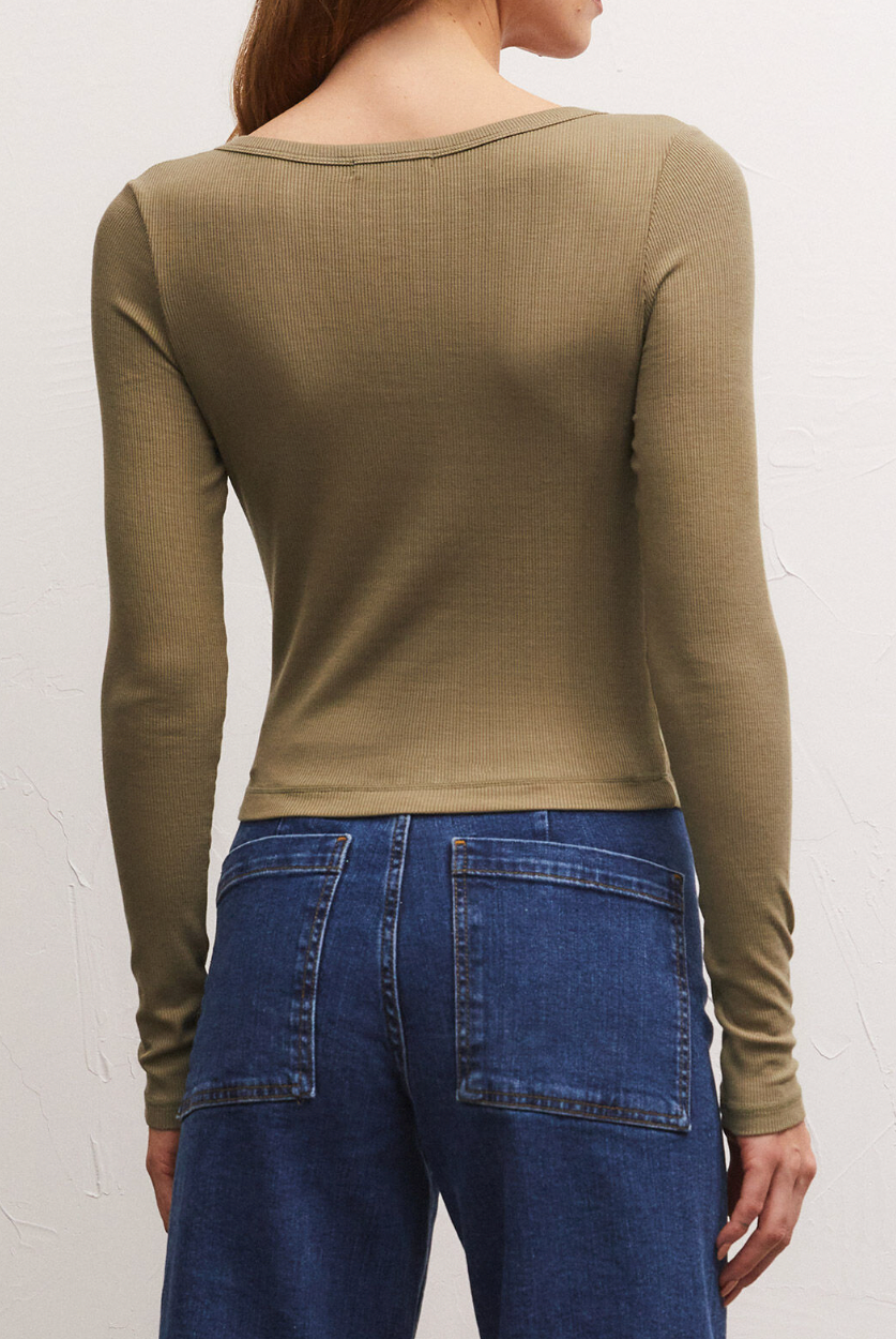Green Ribbed Top Apex Ethical Boutique