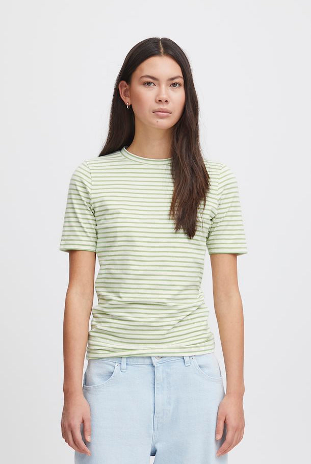 Green Striped Short Sleeve Top Apex Ethical Boutique