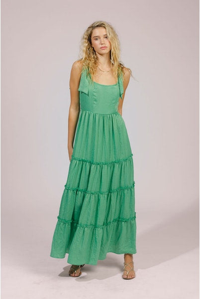 Green Tiered Maxi Dress Apex Ethical Boutique