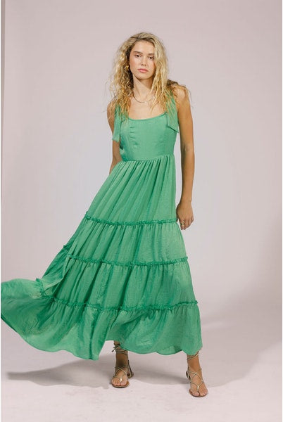 Green Tiered Maxi Dress Apex Ethical Boutique