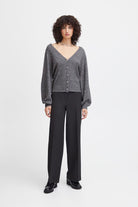 Grey Button-Up Cardigan Apex Ethical Boutique