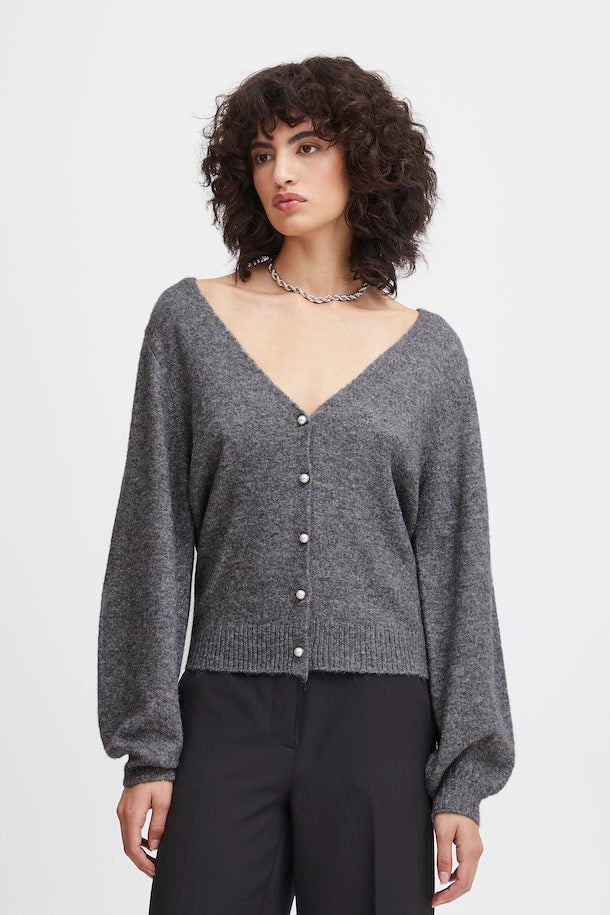 Grey Button-Up Cardigan Apex Ethical Boutique