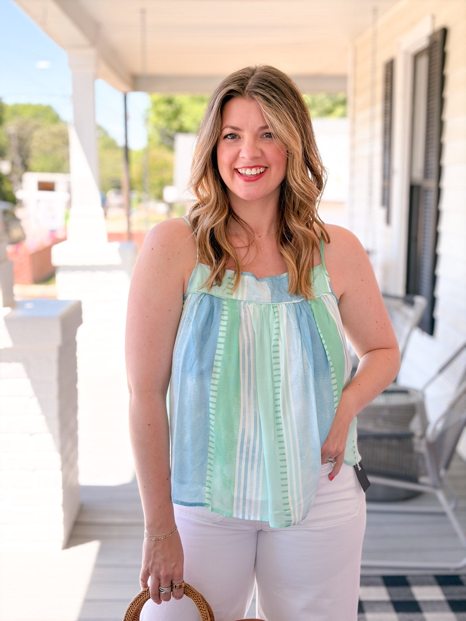 Rose & Lee Co Hadlee Tank, Blue Striped Tanks