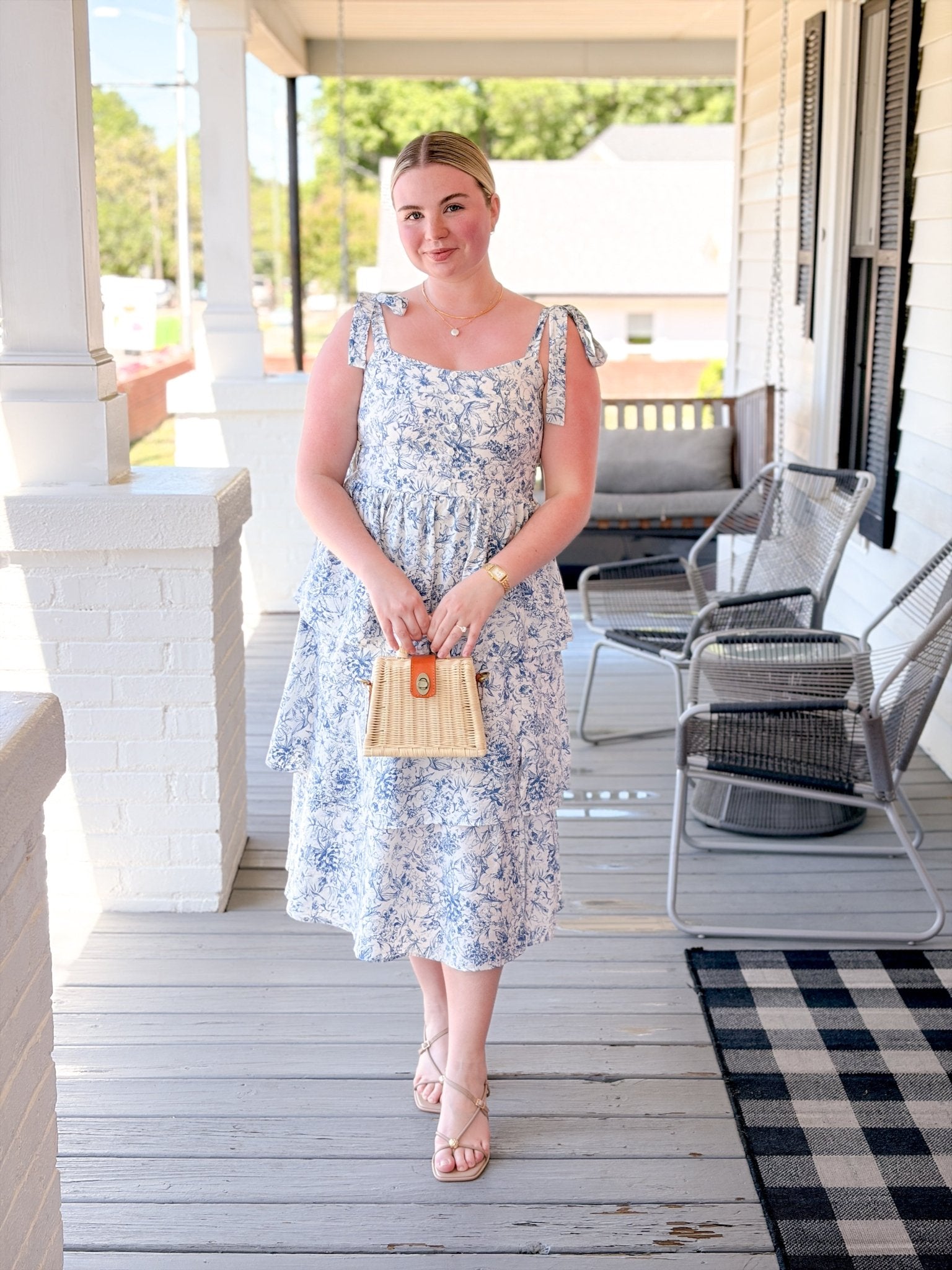 Rose & Lee Co Harley Dress, Cream/Blue Floral Event Dress
