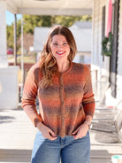 long sleeve cardigan with ombre orange and brown stripes
