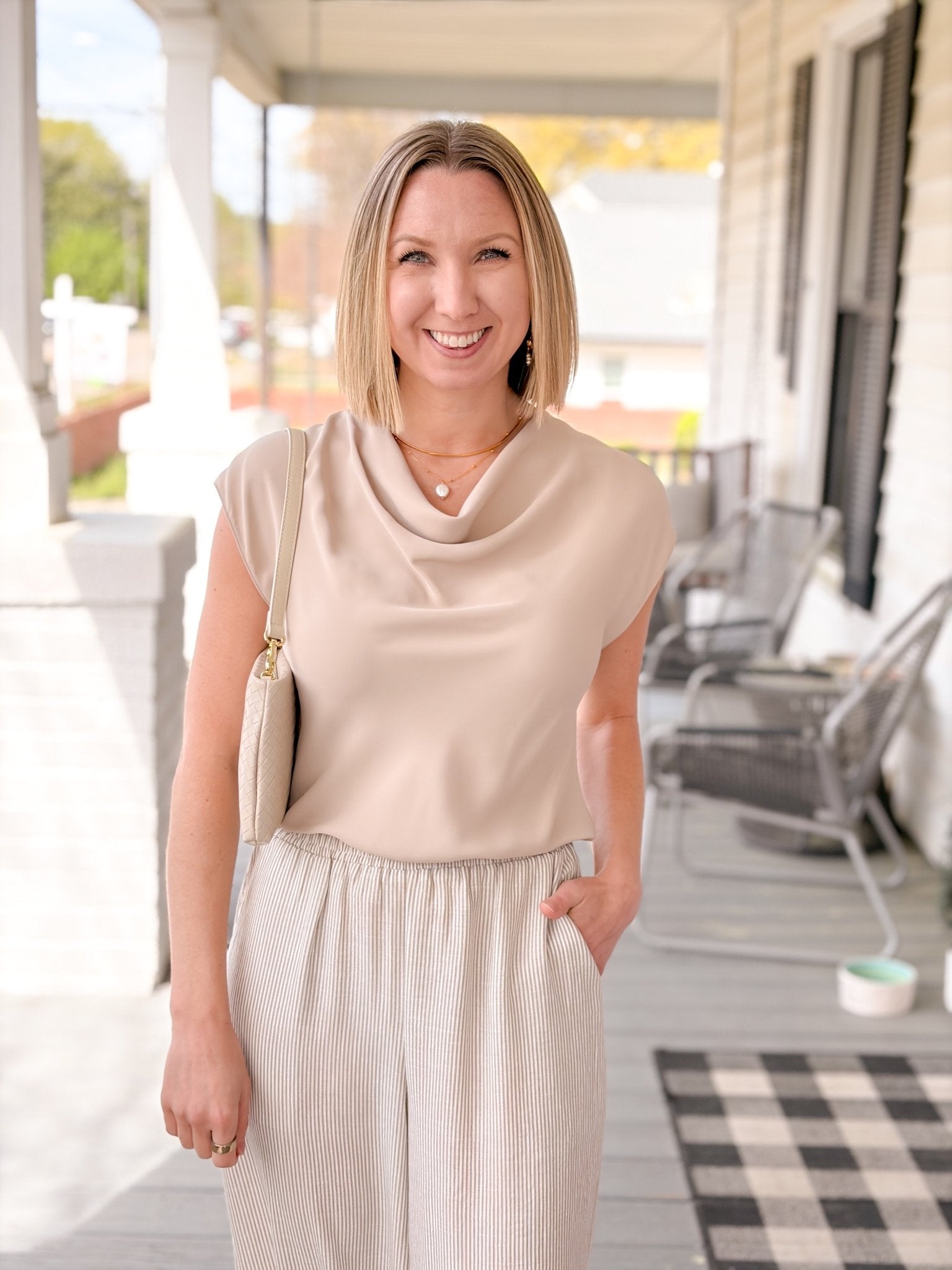 Rose & Lee Co Hayley Top, Taupe Work Tops