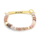 Hidden Message Bracelet, Loved/Rhodochrosite/Gold