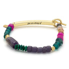Hidden Message Bracelet, Strong AF/Amethyst/Gold