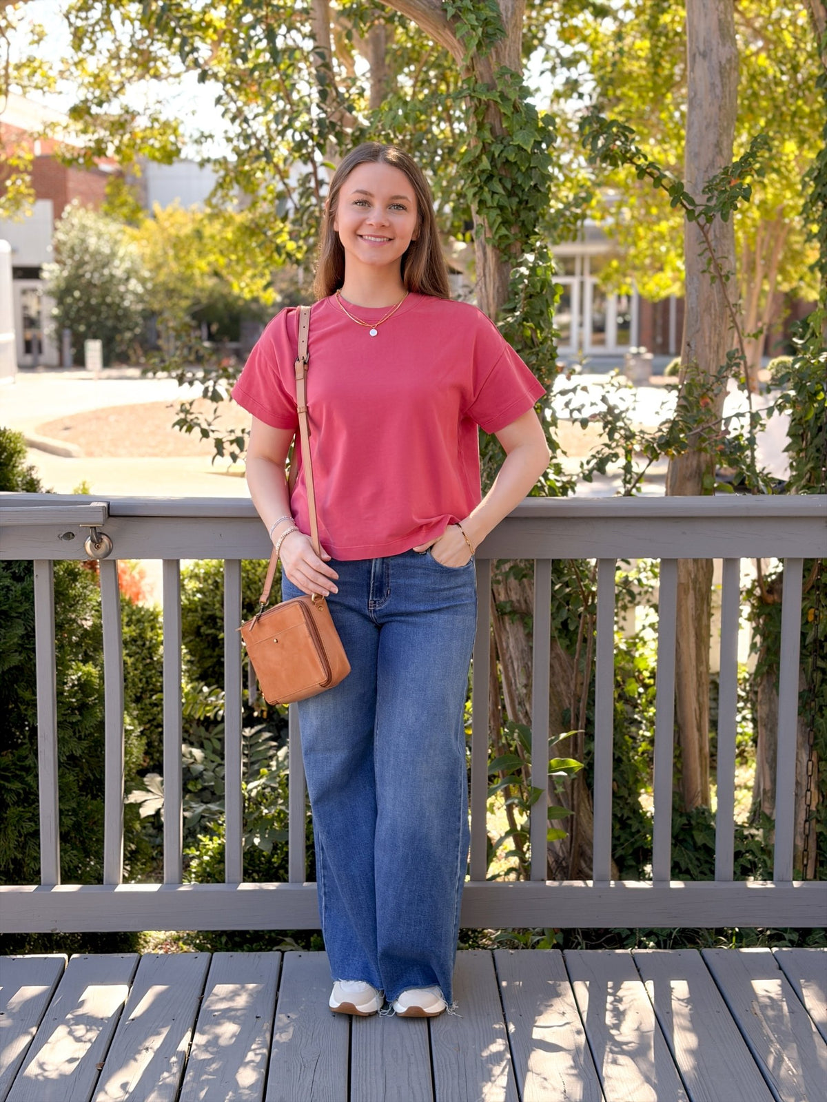 Rose & Lee Co Luxe Jersey Tee, Baked Apple by Marine Layer short sleeve