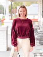 Burgundy Velour Sweatshirt