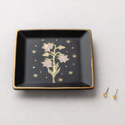 Jewelry Dish & Stud Earring Set, Flower/Black