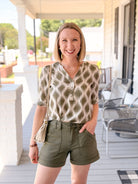Rose & Lee Co Joella Top, Green Multi Work Tops