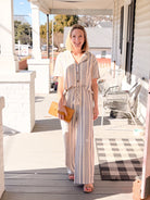 Blue Striped Elastic Waistband Resort Pants