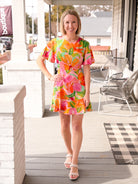 Multi-Colored Floral Mini Dress